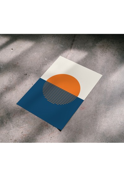 Çerçevesiz Poster, Dijital Baskı Soyut Turuncu Daire Poster, Minimal, Ev, Ofis, Mutfak Dekorasyon