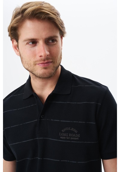 AR-MA Arma Erkek Basic Regular Fit % 100 Pamuk Pike Polo Yaka Tişört Y29374355702 Siyah