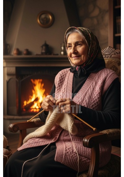 Urfakent Çeyizlik Yelek, Düğmeli Anne Yeleği, Simli Yelek, Hediyelik Yelek, Gelin Simli Cepli Yelek - Pudra Çok Renkli
