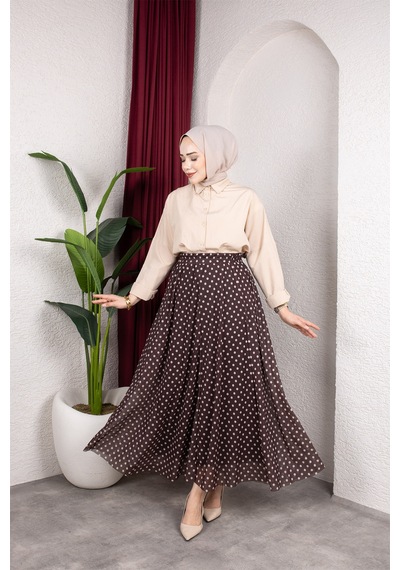 Hira Life Fashion Kadın Astarlı Puantiye Desenli Tül Etek Kahverengi-bej Kahverengi-bej Hira Life Fashion Kadın Astarlı Puantiye Desenli Tül Etek Kahverengi-bej Kahverengi-bej