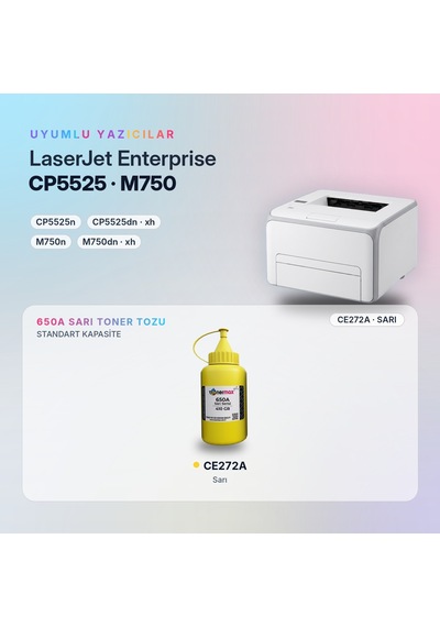 Hp 650a Ce272a Toner Tozu Sarı 410gr / Color Laserjet Enterprise Cp5525 / M750