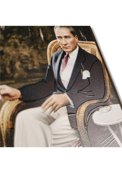 Atatürk Masaüstü Ahşap Tablo - Kabartmalı Baskı Şık Hediyelik 11x16 Cm No 4 3 Parça