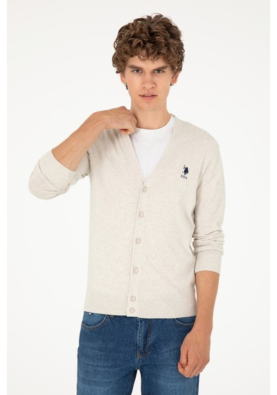 U.s. Polo Assn. Erkek Taş Melanj Hırka Triko 50293531-vr225 Taş Melanj