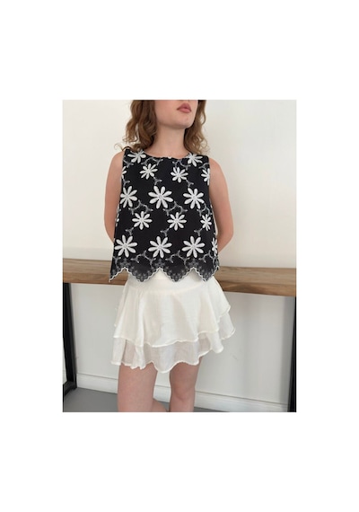 Verymoda Nakışlı Kolsuz Bluz D2872 Siyah