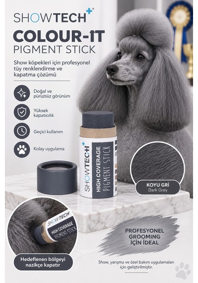Showtech Colour-ıt El Yapımı Pigment Toz Geçici Köpek Tüy Boyası Koyu Gri