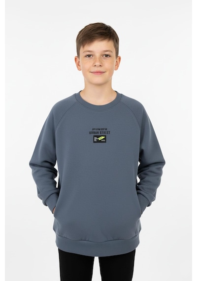 Kanguru Cepli Baskılı Detaylı Erkek Çocuk Sweatshirt-90882 İndigo