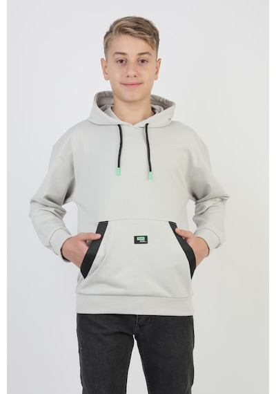 Kapüşonlu Kanguru Cepli 2 İplik Mevsimlik Erkek Çocuk Sweatshirt-90920 Gri