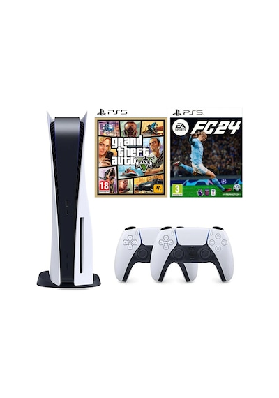 Sony Playstation 5 825 Gb - Türkçe Menü + Ps5 2. Kol + Ps5 Fifa 24 + Ps5 Gta 5 (İthalatçı Garantili)