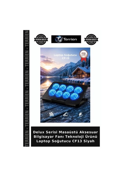 Delux Serisi Masaüstü Aksesuar Bilgisayar Fanı Teknoloji Ürünü Laptop Soğutucu Cf13 Siyah