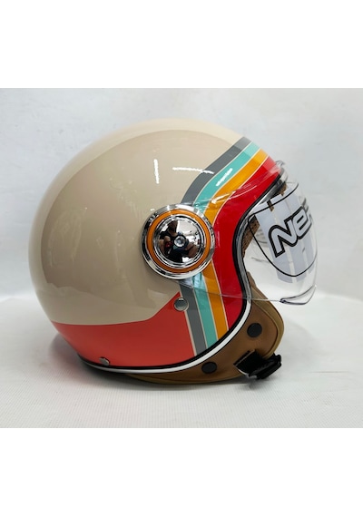 Nero Tk-06 Şefaf Vizörlü Yarım Açık Kask Parlak Krem