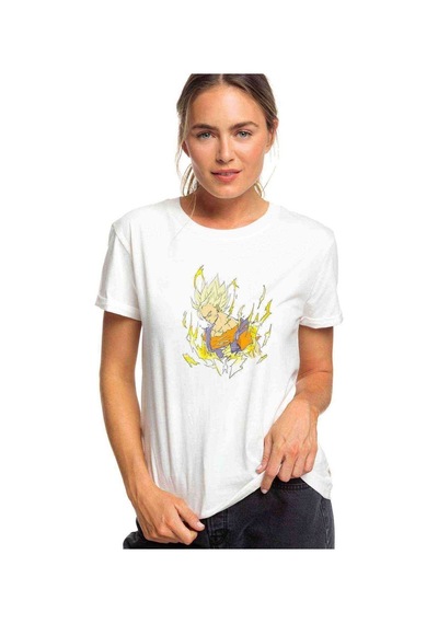 Anime Dragon Ball Baskılı Beyaz Kadın Tshirt (534307350)