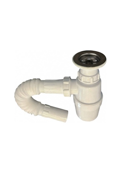 Taslı Körüklü Lavabo Sifonu - 888lts Beyaz