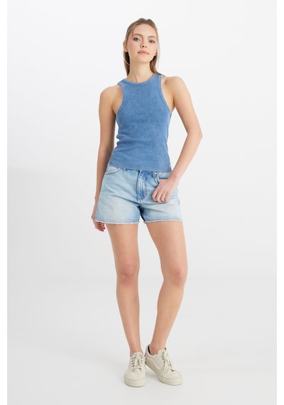Wrangler Slim Fit Dar Kesim Bisiklet Yaka Lacivert Bluz W241281TF İndigo