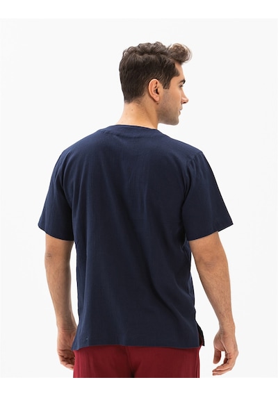 Kısa Kol Şile Bezi Bisiklet Yaka Bahriyeli Erkek Yazlık T-shirt Lacivert Lcvt Lacivert