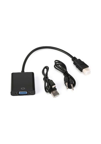 Hdmı To Vga Dönüştürücü Adaptör Mikro Usb Güç Ve Aux Ses Destekli 1080p Full Hd Görüntü Aktar