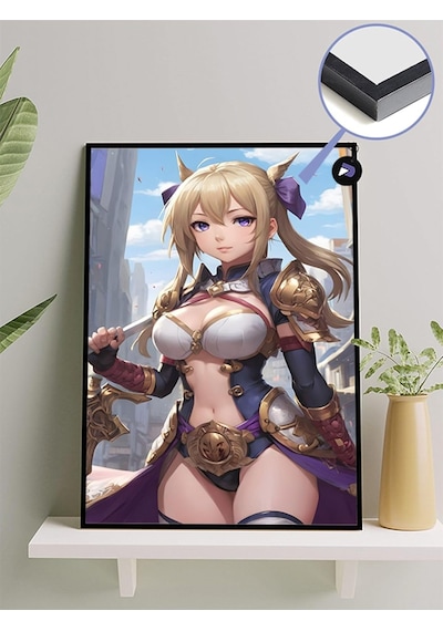 Pster459 Sarı Savaşçı Anime Kızı Manga Anime Çerçeveli Tablo - Çerçeveli Poster 50 X 70