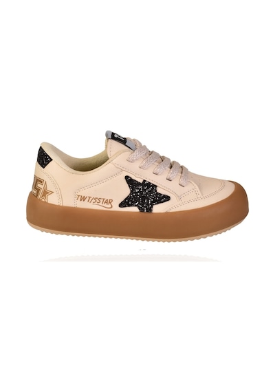 Sstar Beyaz Gümüş Kız Çocuk Cırtlı Bantlı Sneaker Spor Ayakkabı Bej