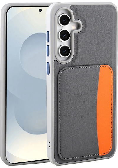 Samsung Galaxy Uyumlu S25 Fe Kılıf Kartlıklı Zore X-kart Silikon Kapak Kahverengi