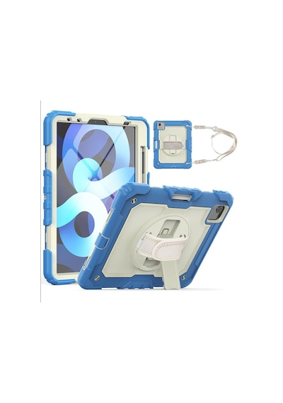 Apple Uyumlu iPad Air 5 10.9" 2022 M1 Kılıf Renkli Strap Zırh Case A2588