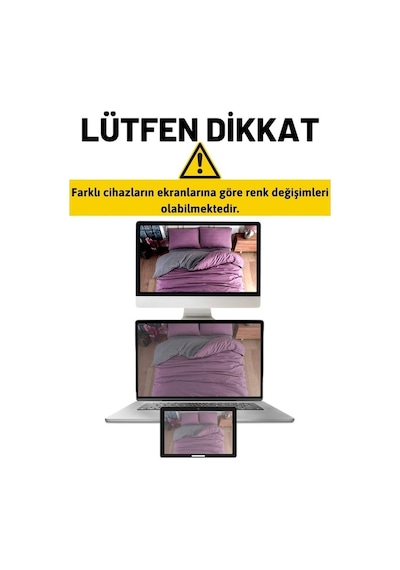 Özlü Home Patiska Yeni Nesil Çarşafı Lastikli Çift Taraflı Tek Kişilik Nevresim Takımı Lila