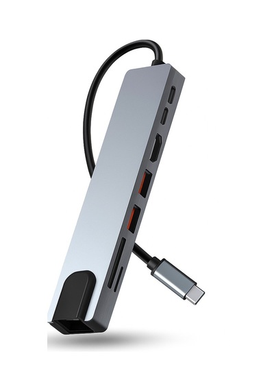 8'in 1 Usb Type-c Hub Çoklu Bağlantı İstasyonu Hdmı 4k, Rj45 Ethernet Usb 3.0, Pd Sd/tf Kart Okuyucu