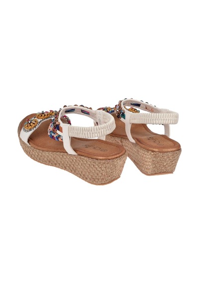 Guja Taşlı Dolgu Taban Kadın Sandalet Gj-153-2 Beyaz Beyaz