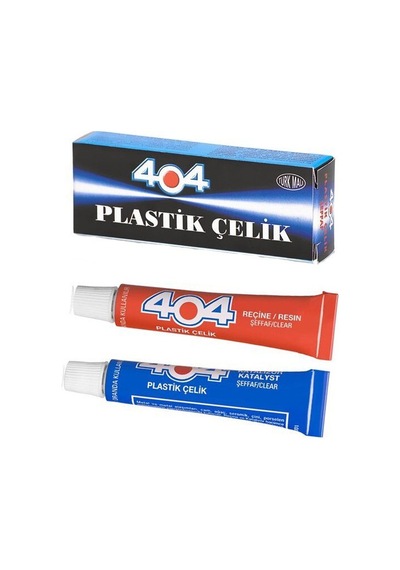 404 Plastik Çelik No:1 Şeffaf Yapıştırıcı 16 Gram Çift Karışımlı - 12 Adet