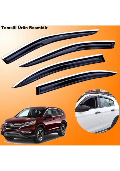 Honda Crv Mügen Cam Rüzgarlığı Abs Krom Nikelajlı Cam Rüzgarlığı 2013-2018 Arası 4 Lü Set