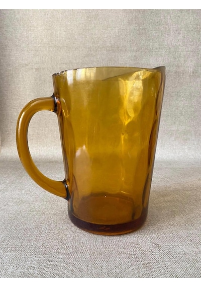 Antika Sarı Kristal Can Sürahi 20,5 Cm