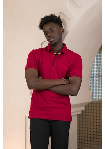 Paul Martin Örme Polo Yaka Regular Fit Pamuklu Ve Likralı T-shirt Bordo