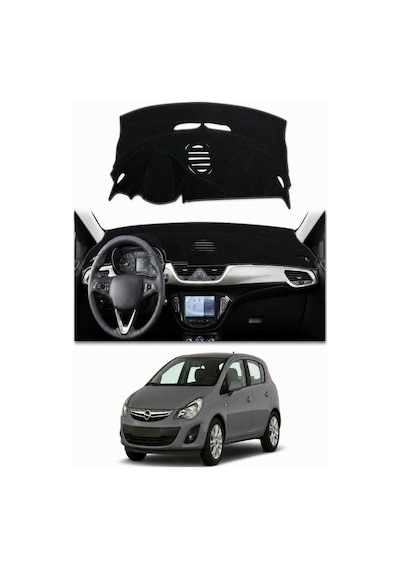 Opel - Corsa E 2014-2019 Uyumlu Torpido Koruma Kılıfı - Gri Şeritli