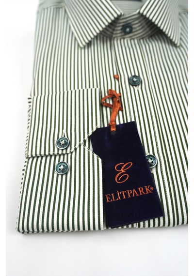 Elitpark Exclusive Line Yeşil Pamuklu Cepli Erkek Gömlek
