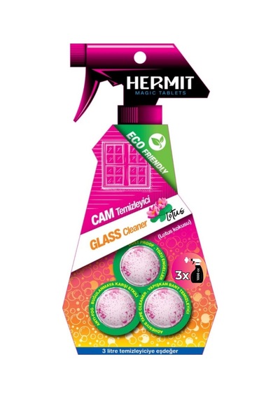 Hermit Doğa Dostu Tablet Cam Temizleyici 3 Lü 3 Litre Paket Lotus Kokulu