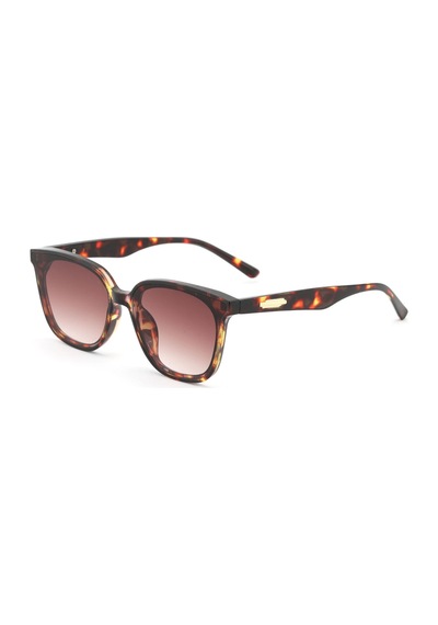 Geometrik Leopar Detaylı Siyah Kadın Güneş Gözlüğü Llt01 Leopar