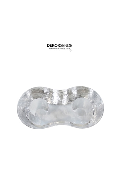 Mumluk İkili Şeffaf Kristal Tasarım 15x6 Cm Şeffaf
