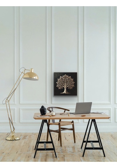 Bronz Ağaç Kanvas Tablo 60x60cm Çok Renkli