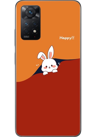 Redmi Note 11 Pro 4g Uyumlu Mutlu Tavşan Baskılı Silikon Kılıf Renkli