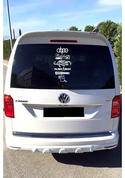 Oto Arka Cam Sticker Model 35 İngilizce Beyaz 40 20 Cm