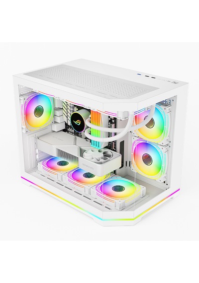 Atheron Lion Panoramik Beyaz Gaming Kasa 6x120mm Argb Fanlı 360mm Sıvı Soğutma Destekli Temperli Cam