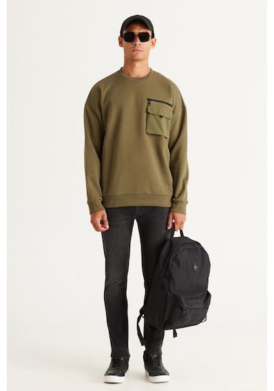 AC&Co / Altınyıldız Classics Erkek Hakı Oversize Bol Kesim Bisiklet Yaka %100 Pamuk Sweatshirt Haki AC&Co / Altınyıldız Classics Erkek Hakı Oversize Bol Kesim Bisiklet Yaka %100 Pamuk Sweatshirt Haki