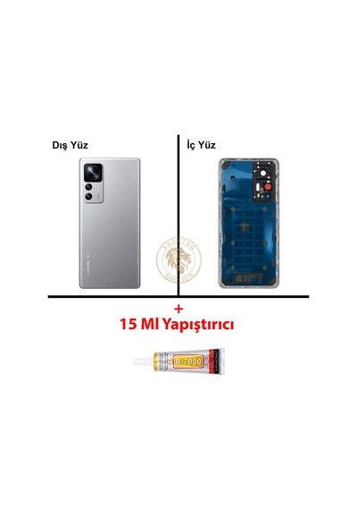 Xiaomi Mi 12t Pro Lensli Gümüş Uyumlu Arka Kapak + Yapıştırıcı