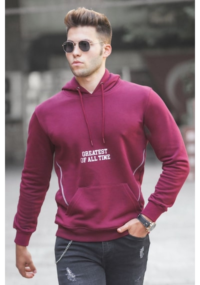 Madmext Madmext Bordo Baskılı Kapşonlu Sweatshirt 5292-bordo Bordo