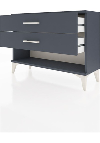 Arges Şifonyer 2 Çekmeceli 88x30x64 Antrasit-antrasit Antrasit