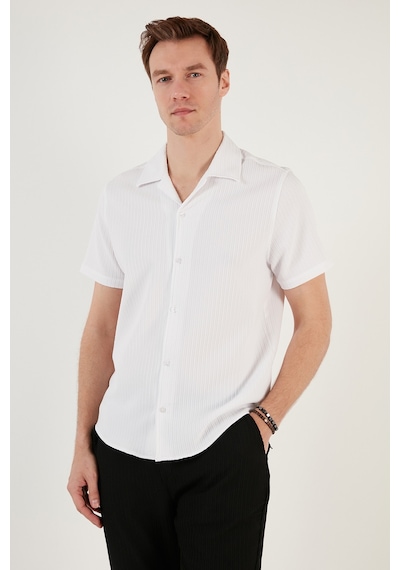 Buratti Apaş Yaka Kısa Kollu Regular Fit Erkek Gömlek Cf24S117842 Beyaz
