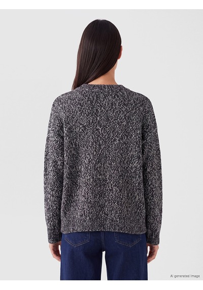 LC Waikiki Lc Waıkıkı Siyah Desenli Oversize Kadın Triko Kazak
