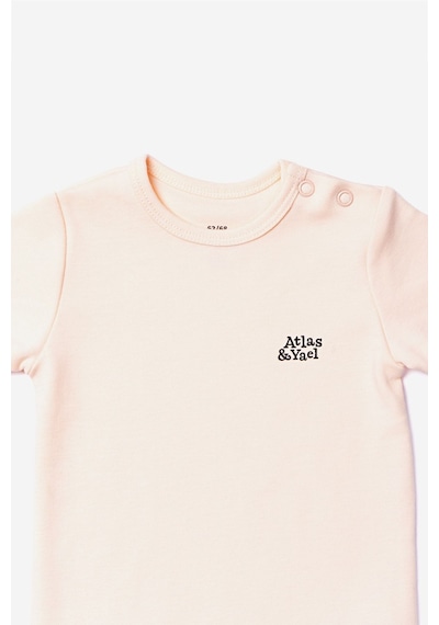 Atlasyael Atlas&yael %100 Organik Pamuk Gots Organik Bebek Kısa Kol Çıtçıtlı Body - Somon