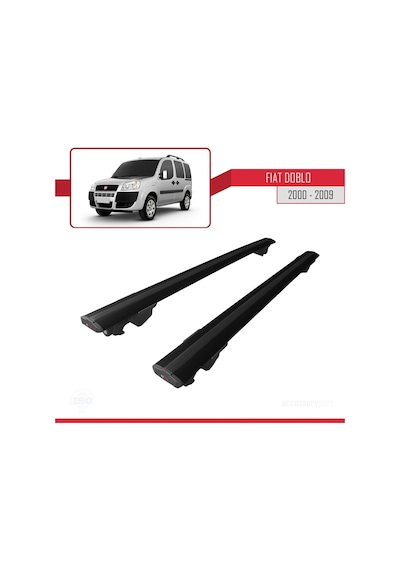 Fiat Doblo 2000-2009 Arası İle Uyumlu Hook Model Anahtar Kilitli Ara Atkı Tavan Barı Siyah