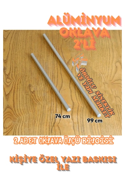 2'li Masterchef Alüminyum Paslanmaz 100-75 Cm Metal Oklava Seti