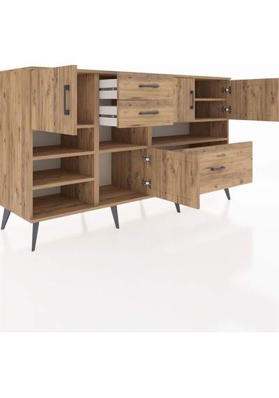 Kronos Konsol 7 Raflı 3 Çekmeceli 4 Kapaklı 176x59x99 Çam-çam Çam-çam