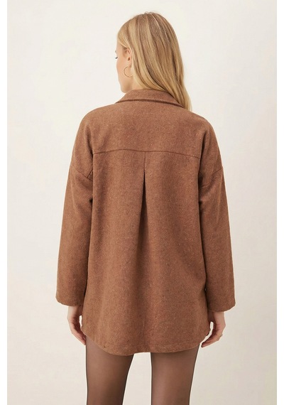 Armonika Kadın Sütlü Kahve Erkek Yaka Yanları Yırtmaçlı Oversize Ceket Arm-26k001009 Armonika Kadın Sütlü Kahve Erkek Yaka Yanları Yırtmaçlı Oversize Ceket Arm-26k001009